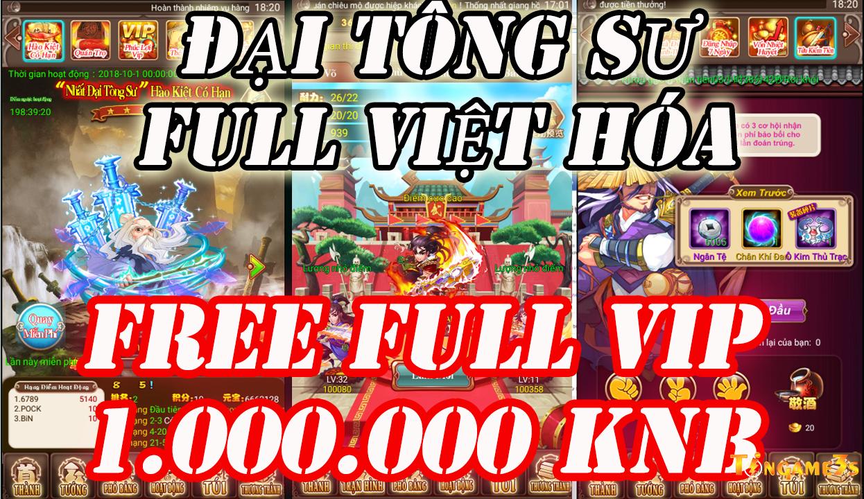 Game Mobile Private| Game Đại Tông Sư Private FULL Việt Hóa | Free FULL VIP + 1M KNB + Level 43